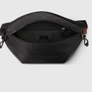 Unisex Black GG-Embossed Belt Bag with Textured Front Panel. EXACT match💯😉👍👏